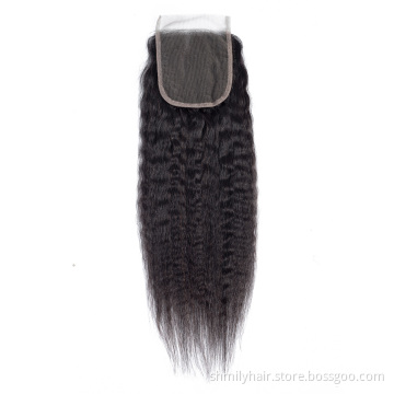 Kinky Straight Virgin Hair 4x4 Closure Lace Bleached Knots 5x5 6x6 7x7 13x4 13x6 360 Swiss Lace Front Yaki Straight Closure Hair